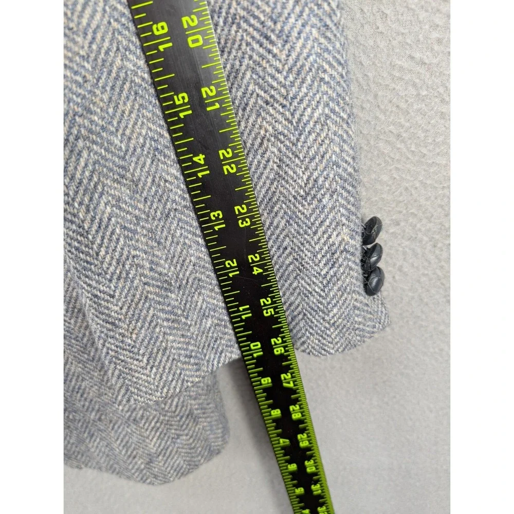 Vintage Haggar Tweed Blazer Jacket Size 44L Wool Gray Blue Herringbone Corpcore